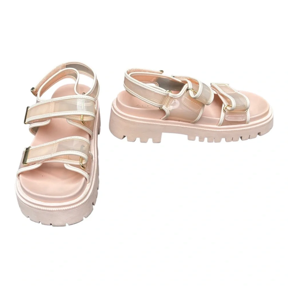Aldo Women’s 6.5 SANNDY Pale Pink Chunky Platform Sandals with Adjustable Straps
